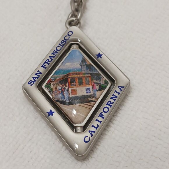 VNT San Francisco California Souvenir Spinner Keychain Keyring Trolley & Bridge - Picture 10 of 10